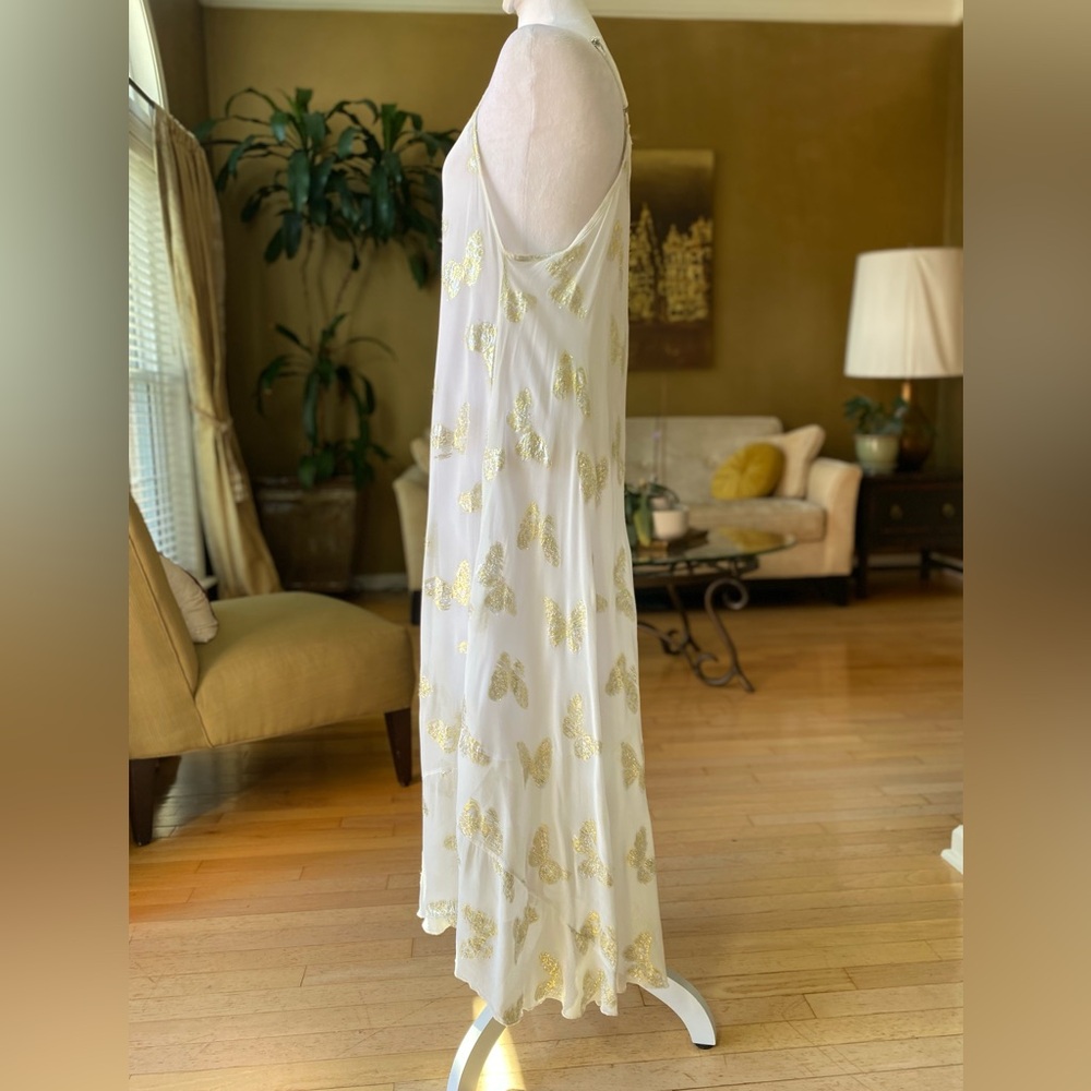 Muche + Muchette White Gold Butterfly Slip Dress Midi Chiffon Fairycore one size - Picture 3 of 16